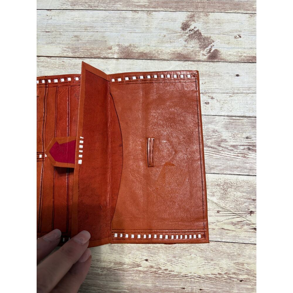 Vintage Hand Tooled Brown Leather Wallet Billfold - Picture 4 of 8